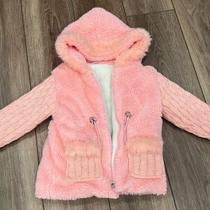 Pink Fuzzy Hooded Jacket for Kids